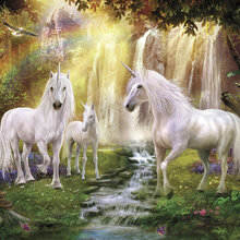 Fototapeta - Waterfall Glade Unicorns