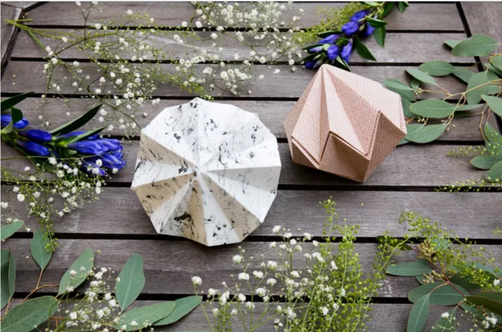 Origami diamonds made with wallpaper