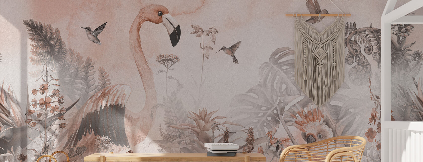Flamingo gigante - Pêssego - Papel de parede