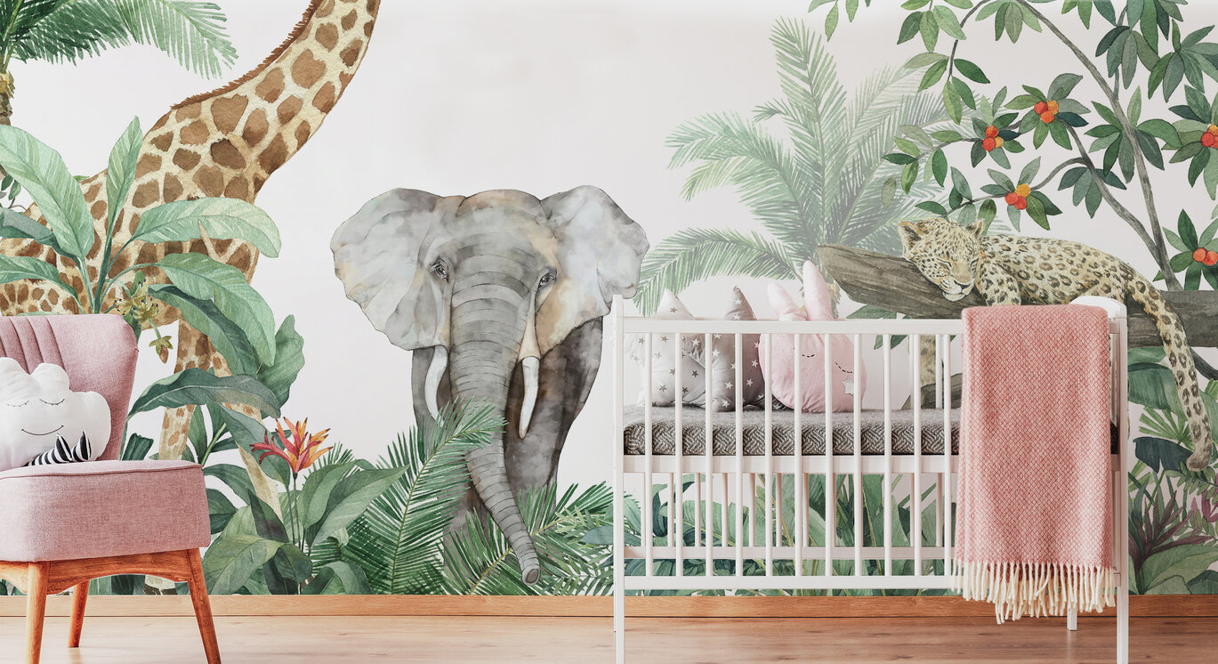 Jungle Friends with Elephant – delightful wall mural – Photowall
