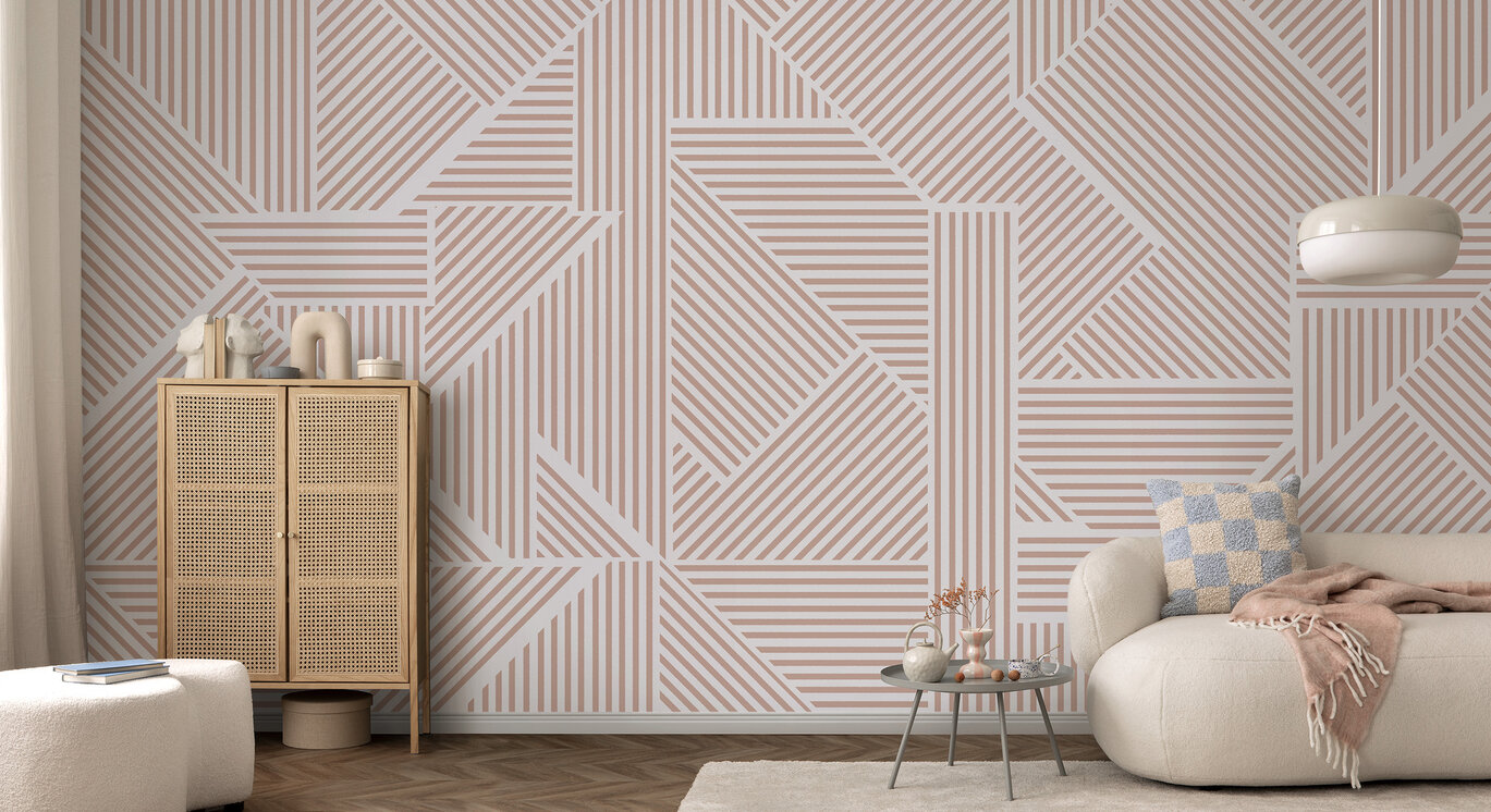 Geometric Lines - Pink – wall murals online – Photowall