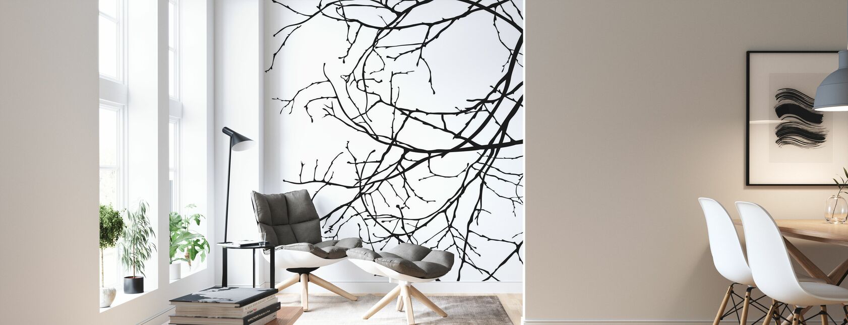 Twiggy - Black - Wallpaper - Living Room