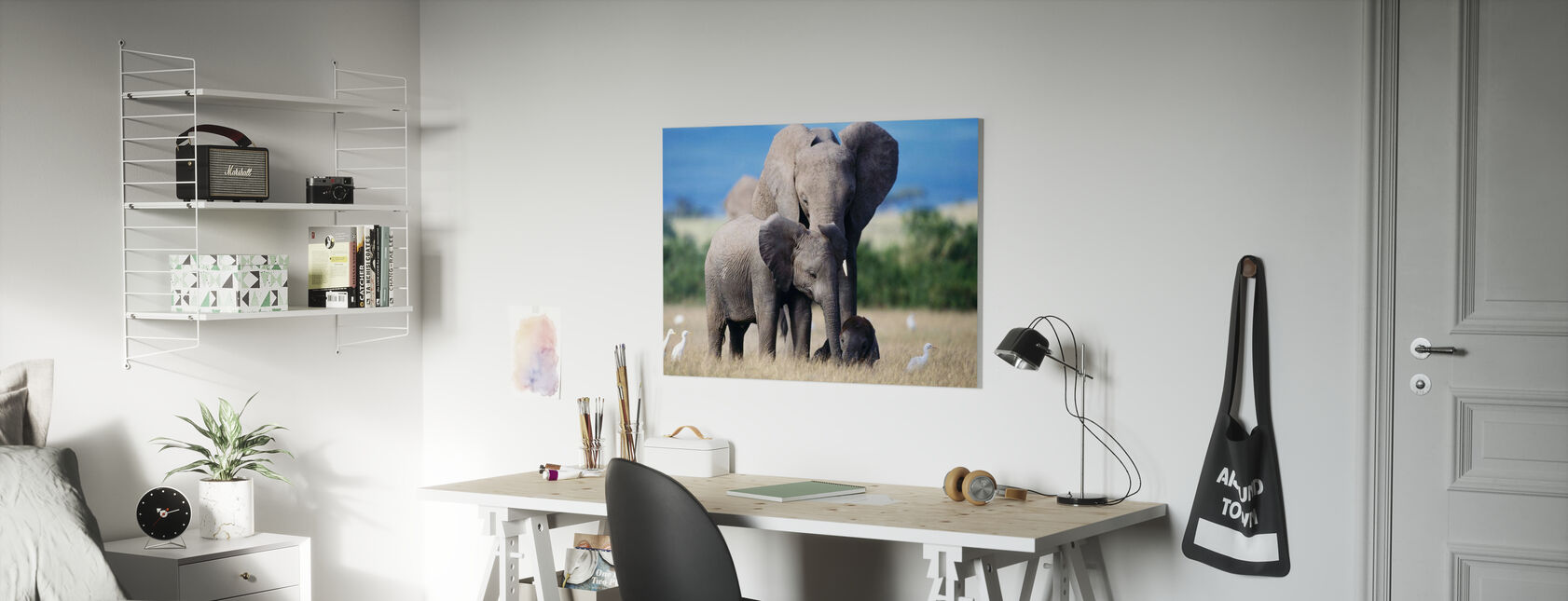 Famille des éléphants - Impression sur toile - Chambre des enfants