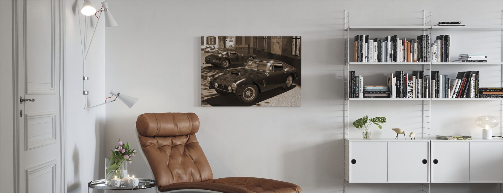 Klassieke sportwagen Sepia - Canvas print - Woonkamer