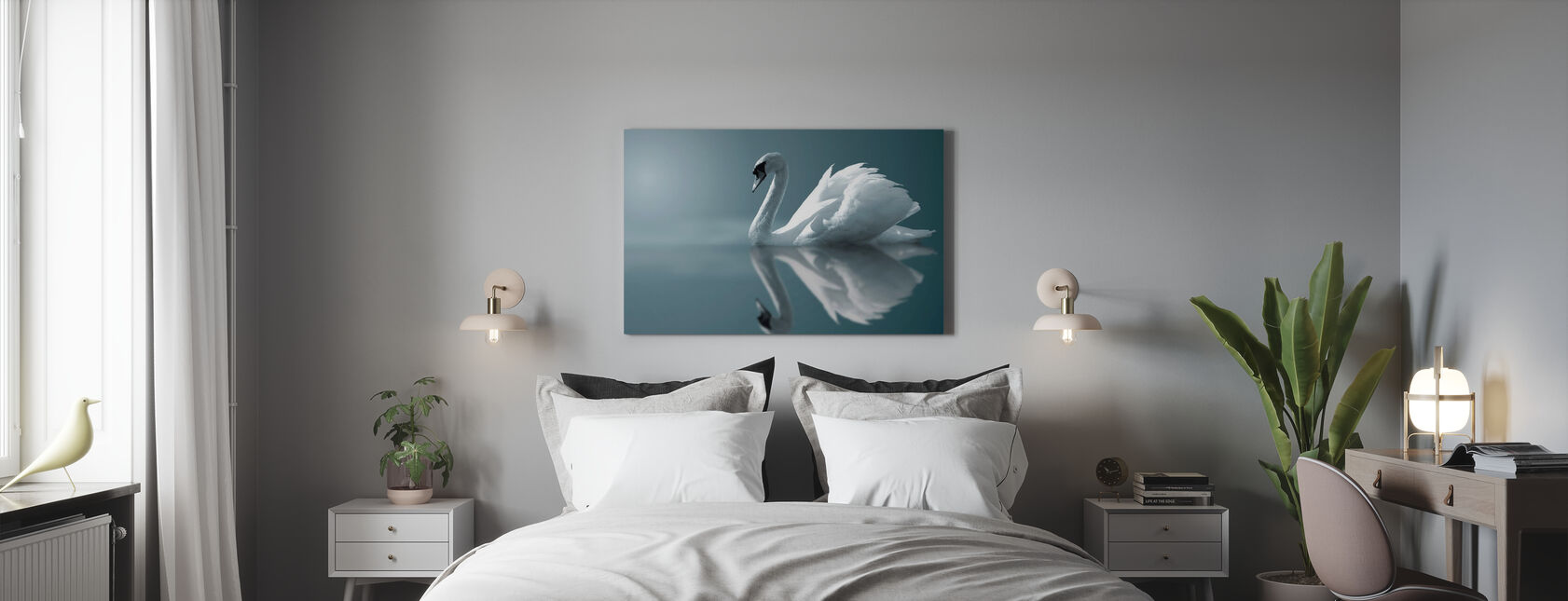 Swan Reflection - Canvas print - Bedroom