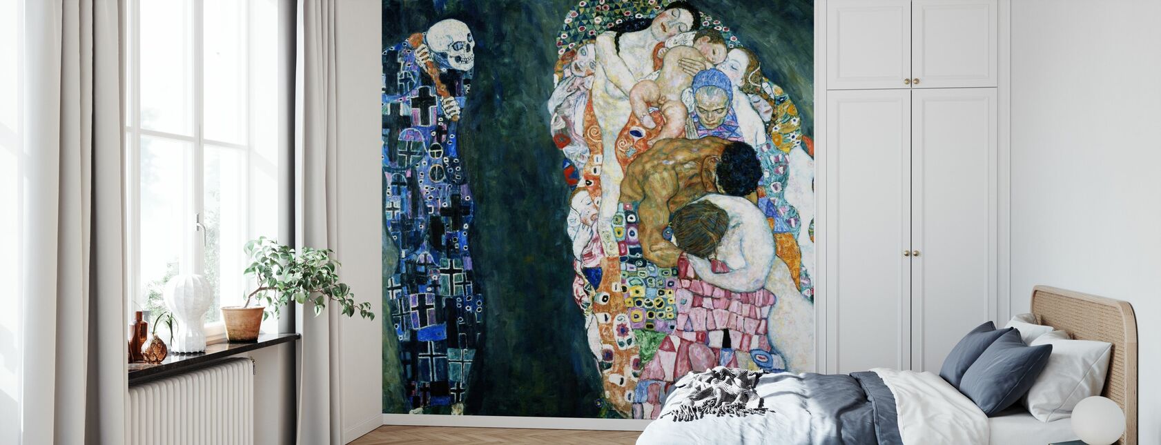 Kuolema ja elämä - Gustav Klimt - Tapetti - Makuuhuone	