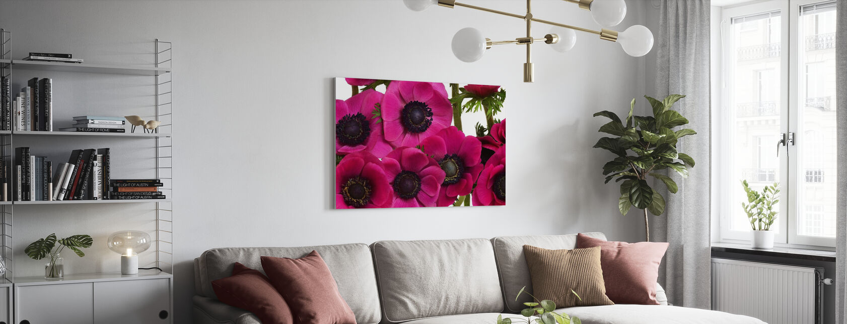Fleurs Panoramique - Rose - Impression sur toile - Salle à manger