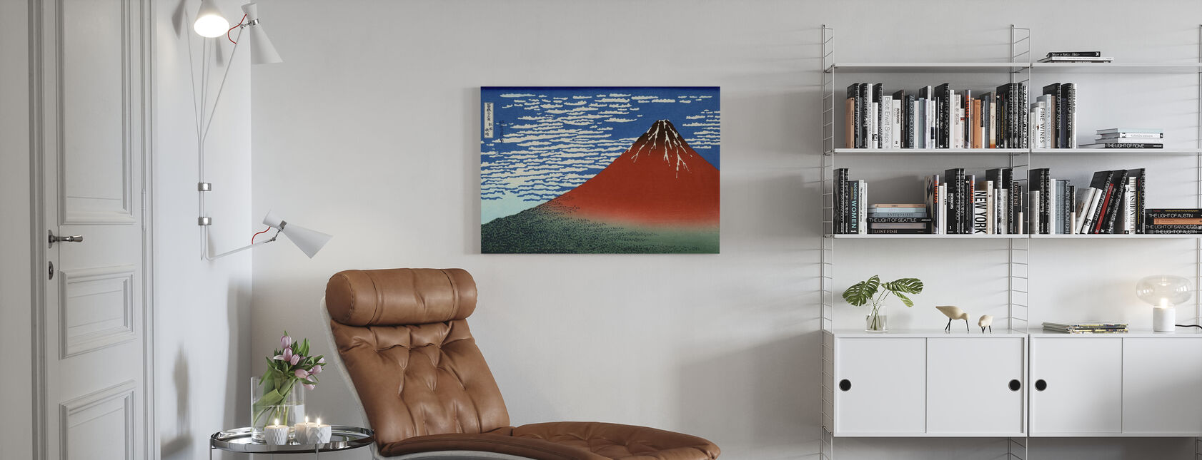 Red Fuji, Katsushika Hokusai - Lerretsbilde - Stue
