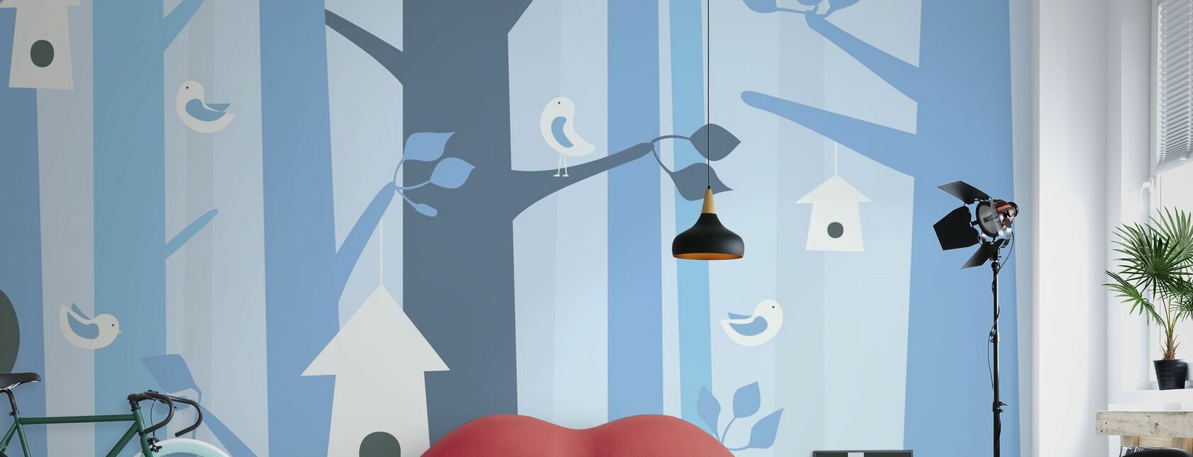 Birdforest - Blue - Wallpaper - teen-room