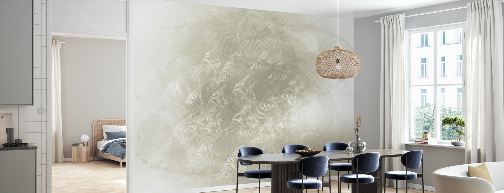 Flowing Lines - Grey - Wallpaper - Kitchen