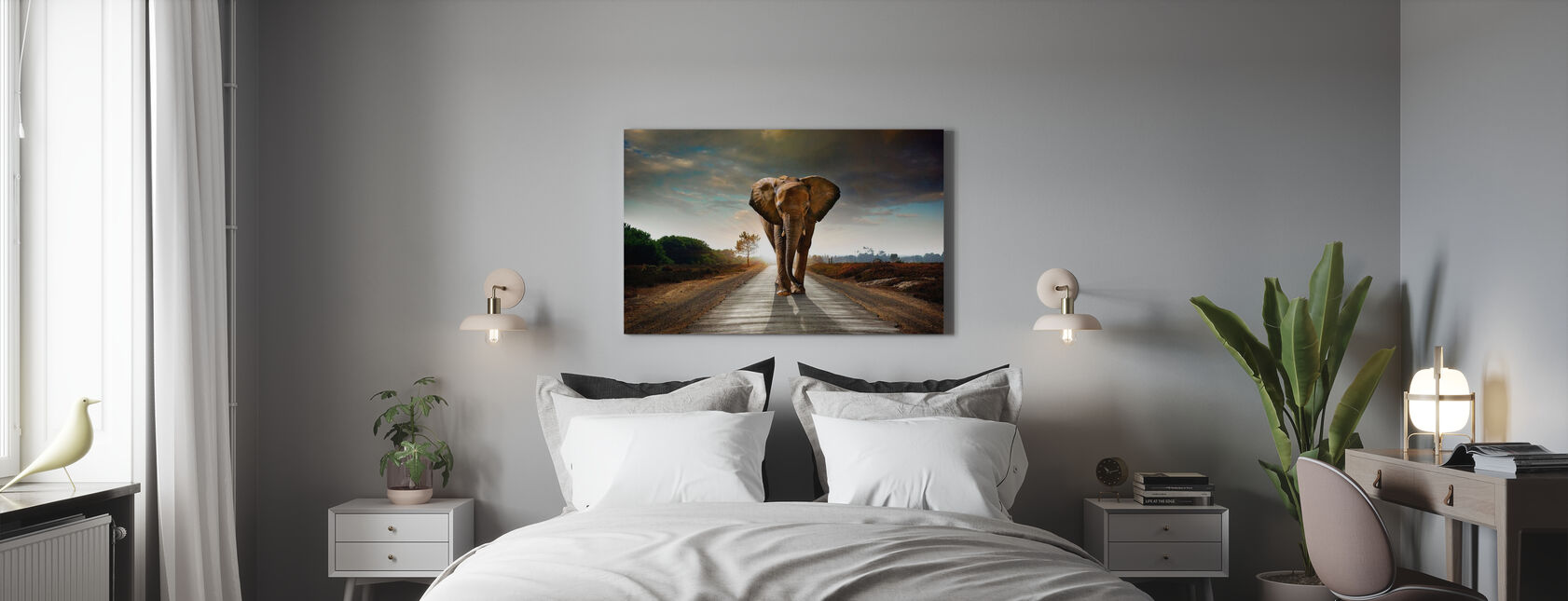 Elefant vej - Billede på lærred - Soveværelse