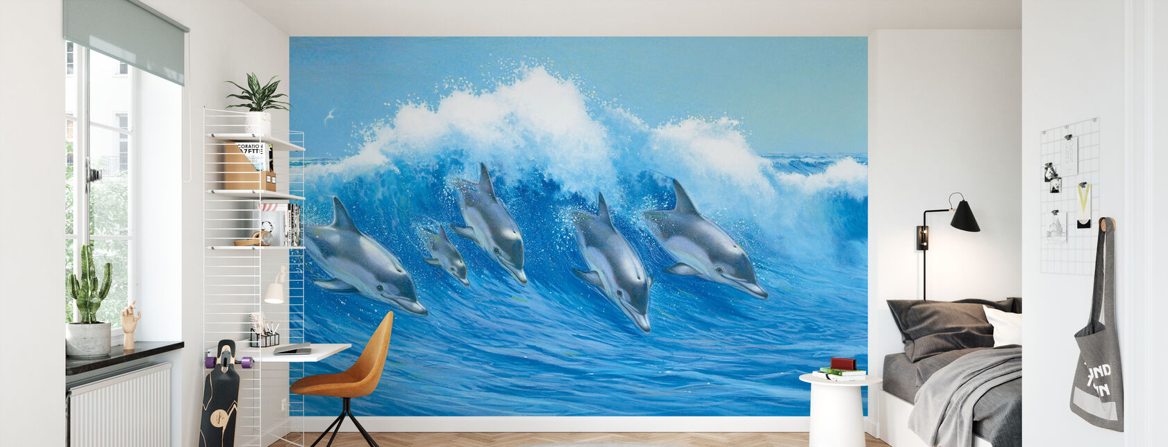 Springende Delfine - Tapete - Kinderzimmer
