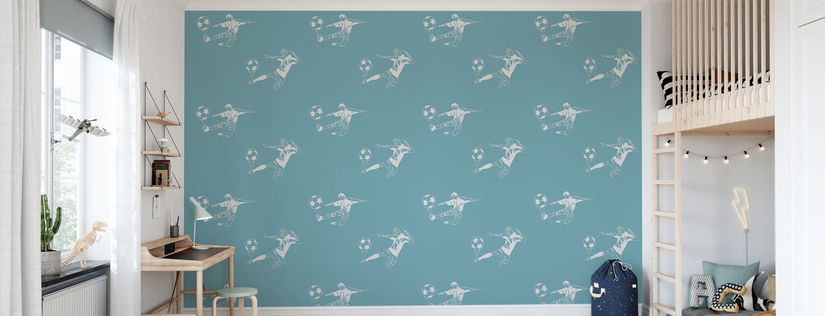 Kick It - Light Blue Pattern - Wallpaper - Kids Room