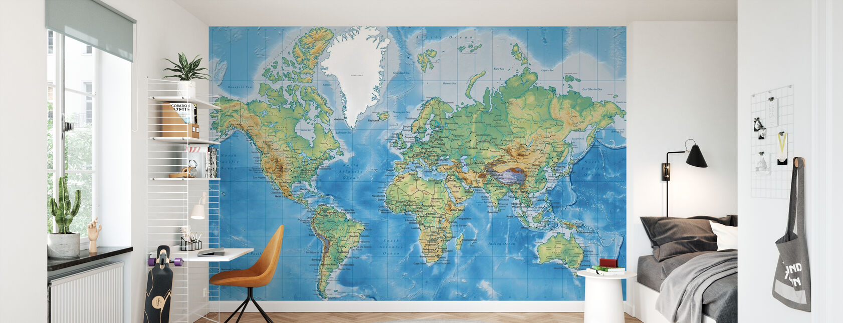 World Map Detailt - Tapet - Børneværelse