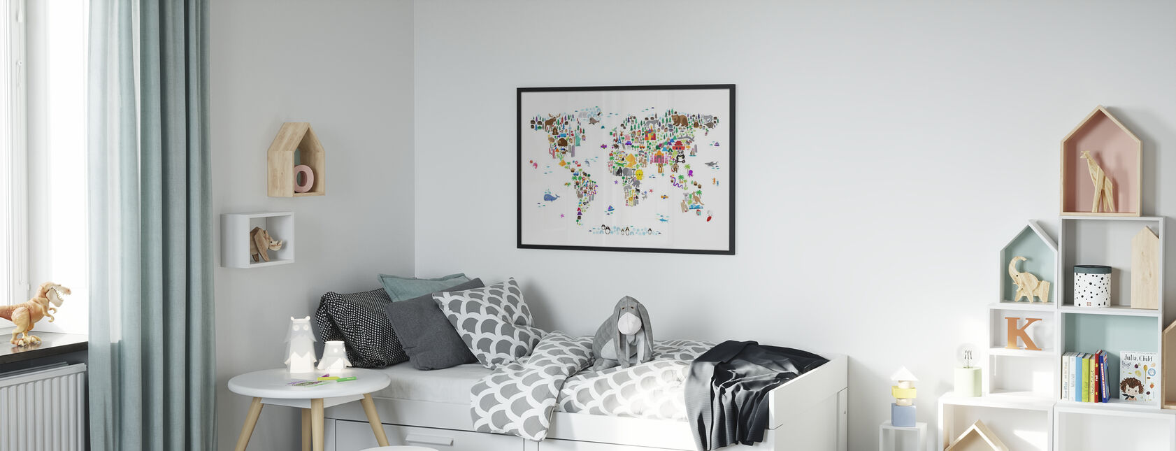 Animal Map of the World - Poster - Kids Room