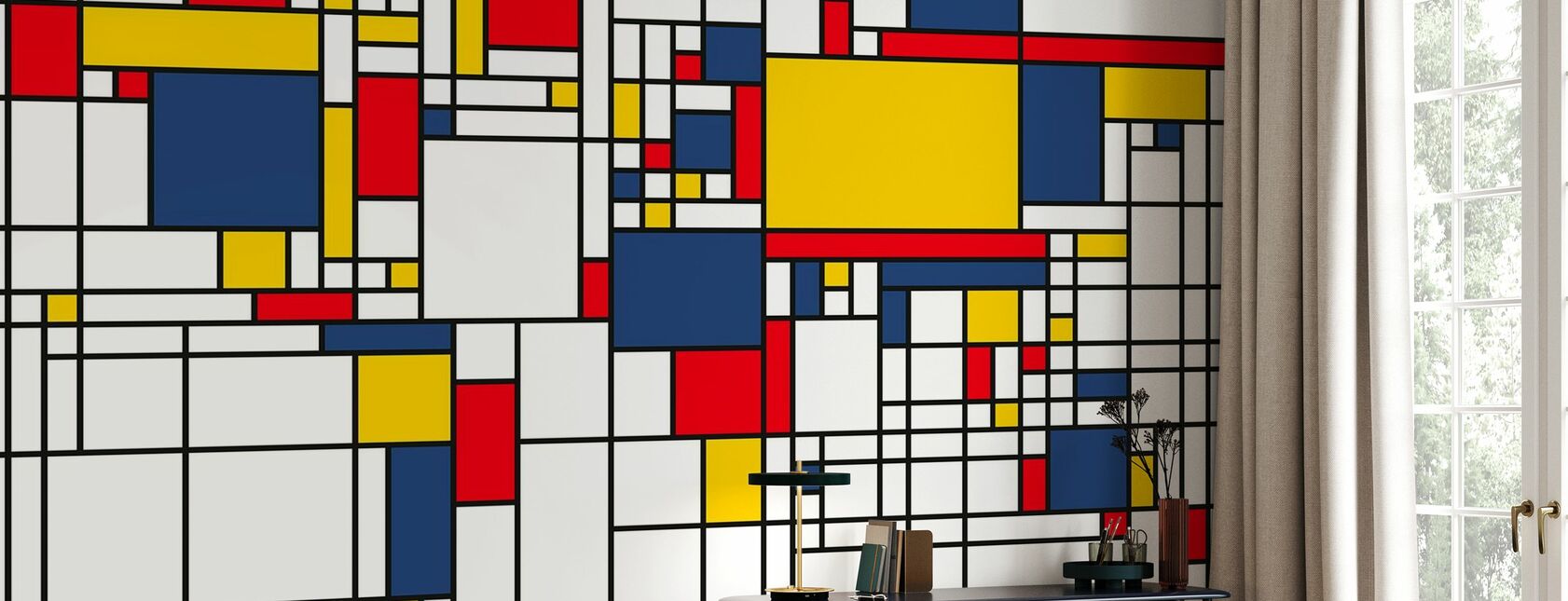Piet Mondrian Style Carte du monde - Papier peint - Chambre