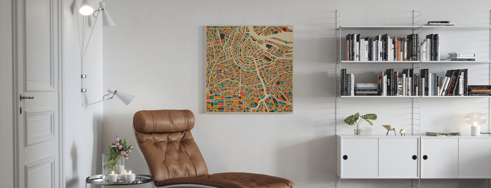 Multicolor Kaart - Amsterdam - Canvas print - Woonkamer