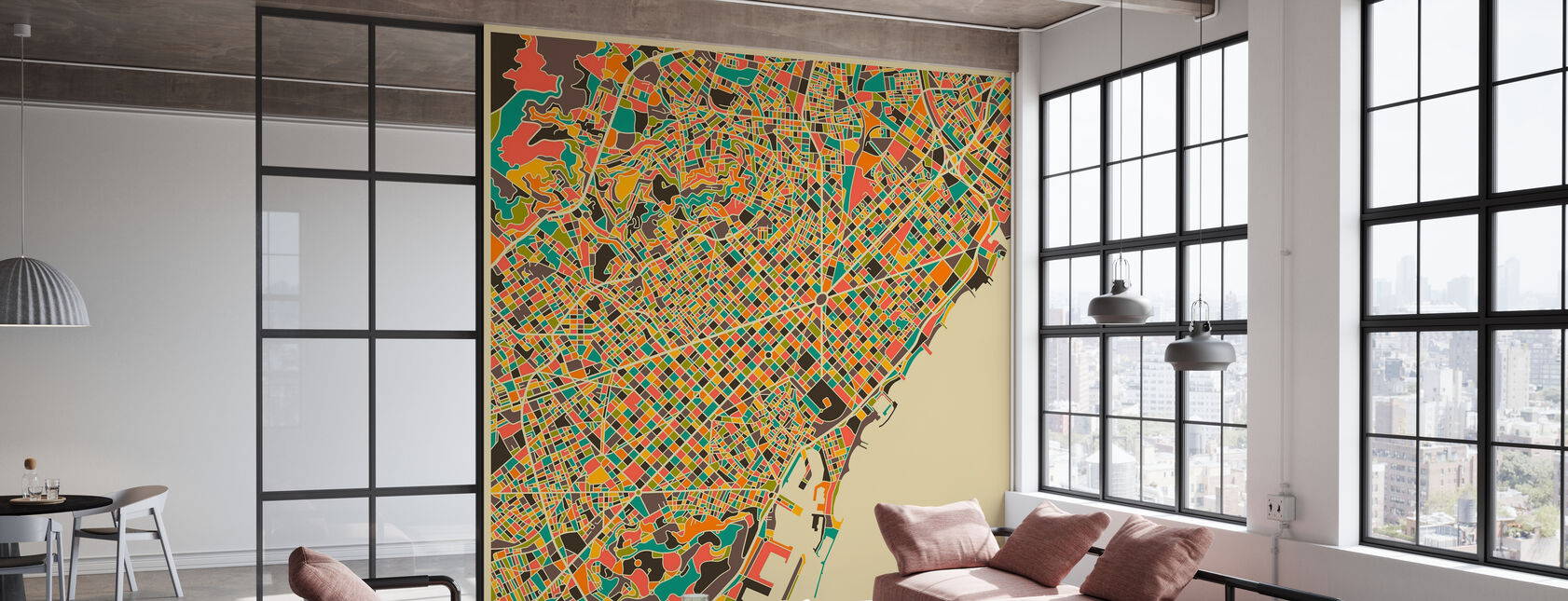 Multicolor Map - Barcelona - Wallpaper - Office
