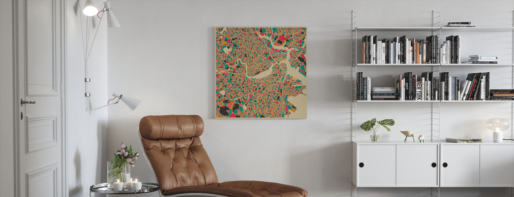Multicolor Kaart - Boston - Canvas print - Woonkamer