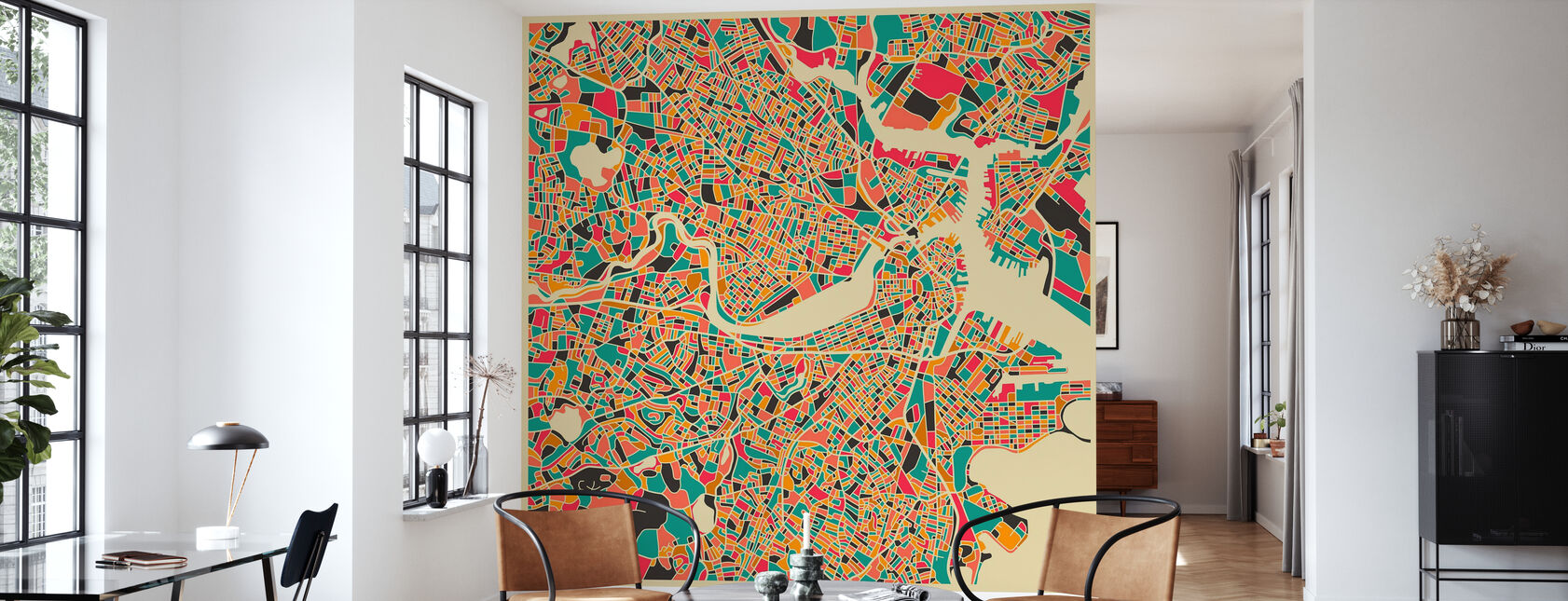 Carte multicolore - Boston - Papier peint - Salle à manger