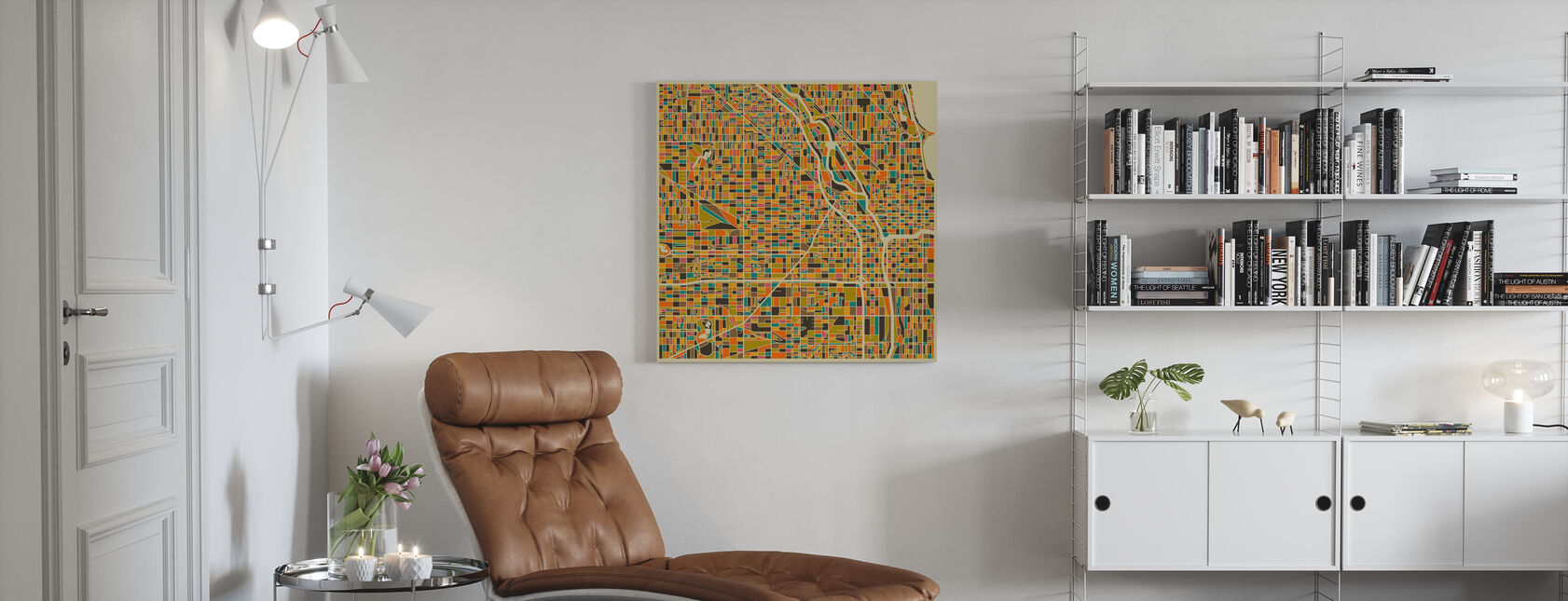 Multicolor Kaart - Chicago - Canvas print - Woonkamer