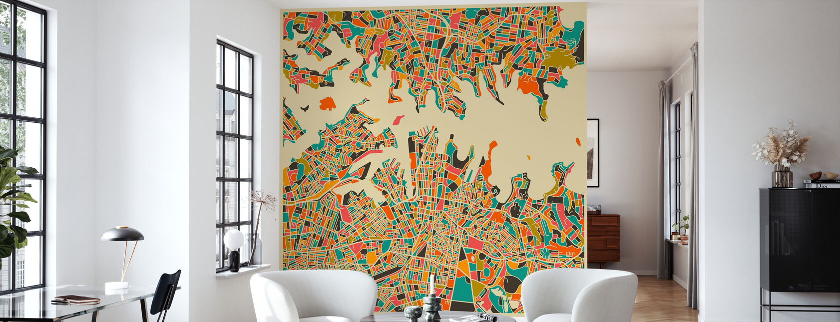 Mehrfarbige Karte - Sydney - Tapete - Wohnzimmer