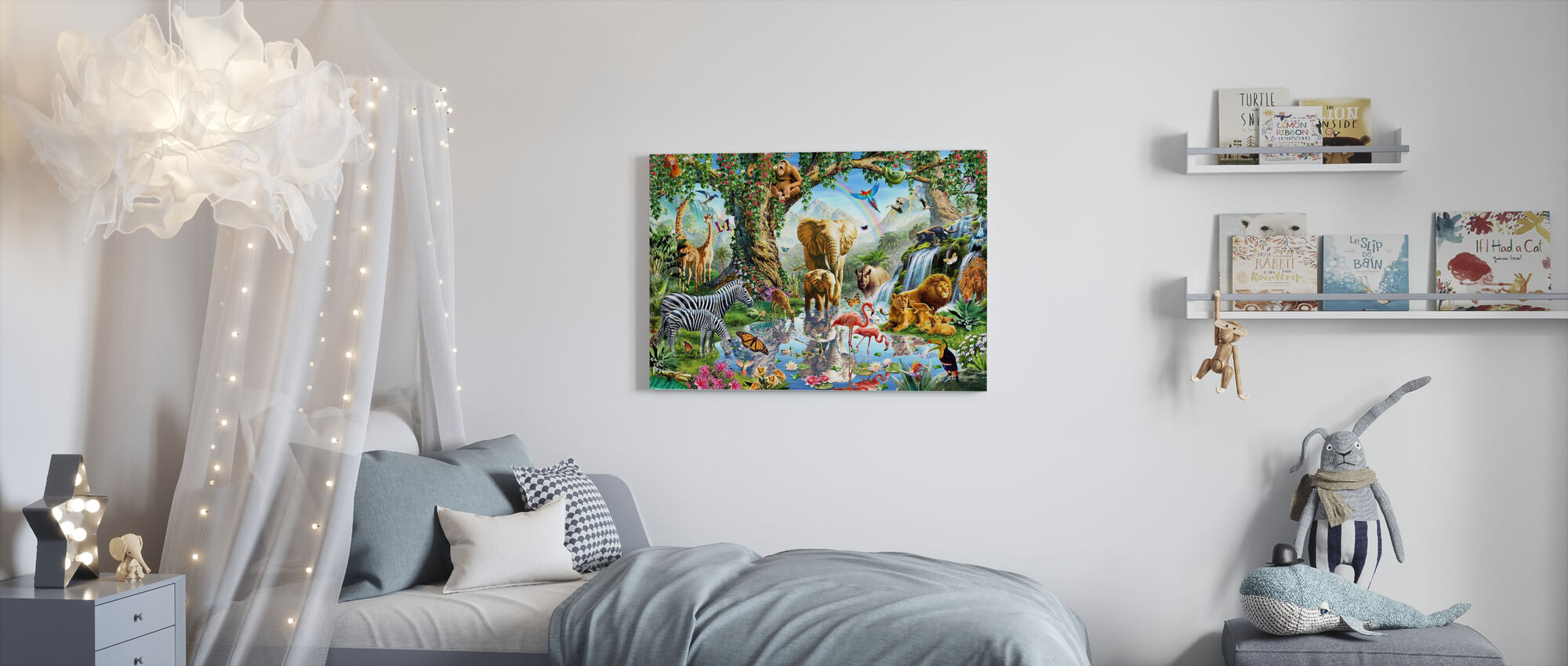 Jungle Lake with wild Animals – affordable canvas prints online – Photowall