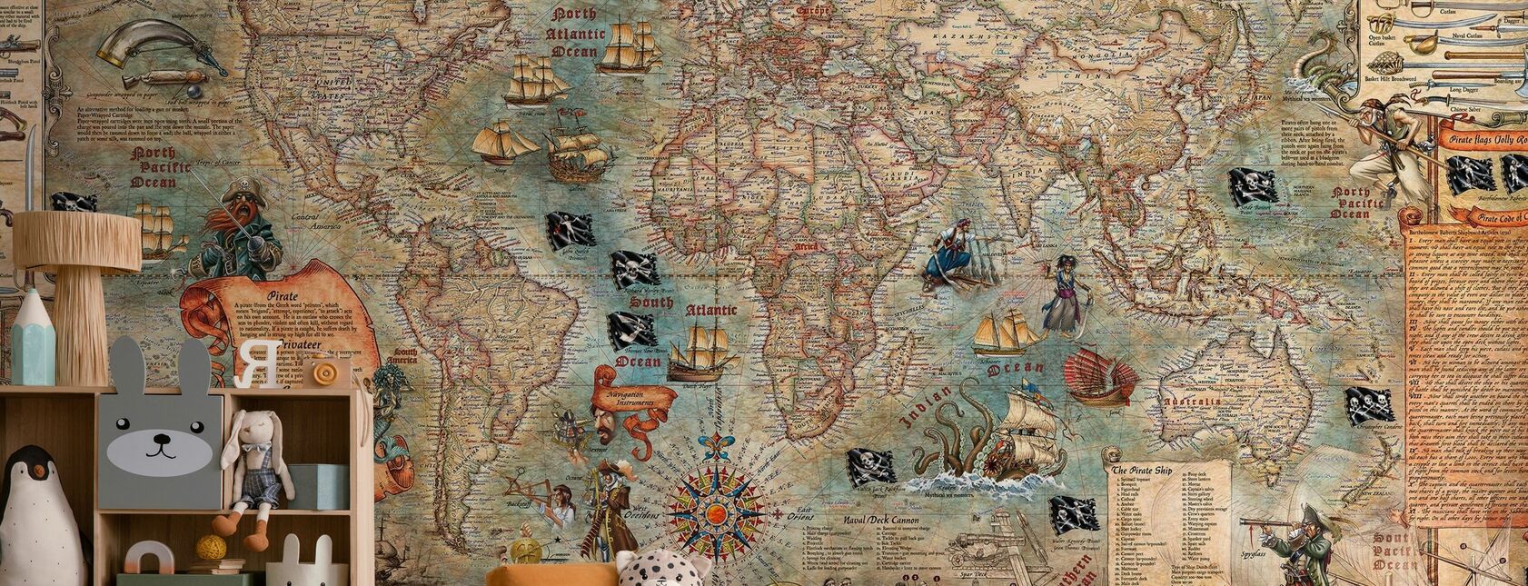 Pirate Map - Wallpaper - Kids Room