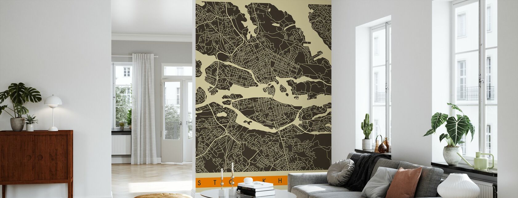 Mapa miasta - Sztokholm - Tapeta - Pokój dzienny