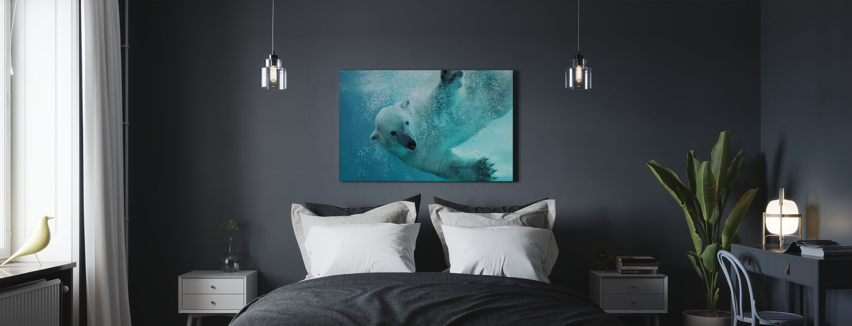 Undervanns isbjørn - Lerretsbilde - Soverom