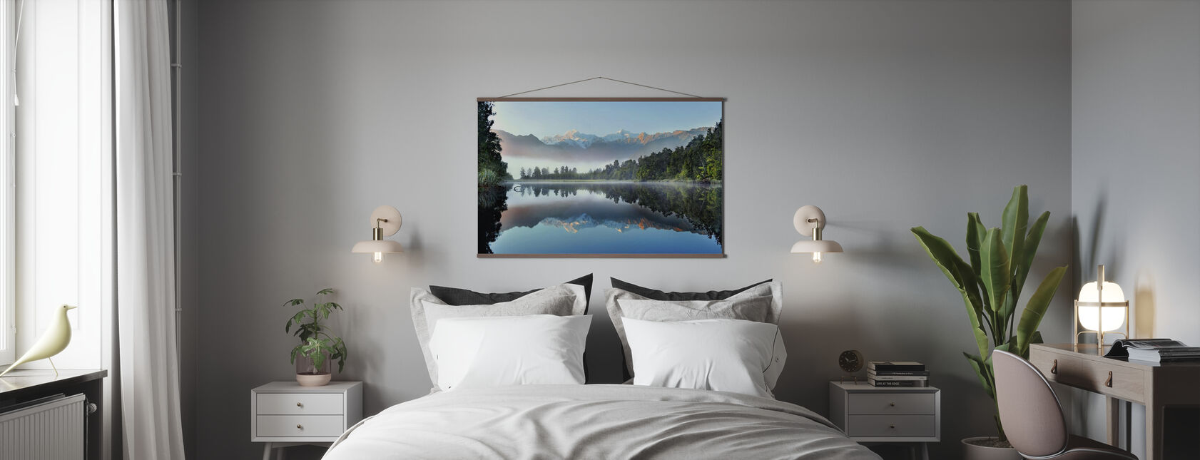 Reflexion des Lake Matheson - Poster - Schlafzimmer