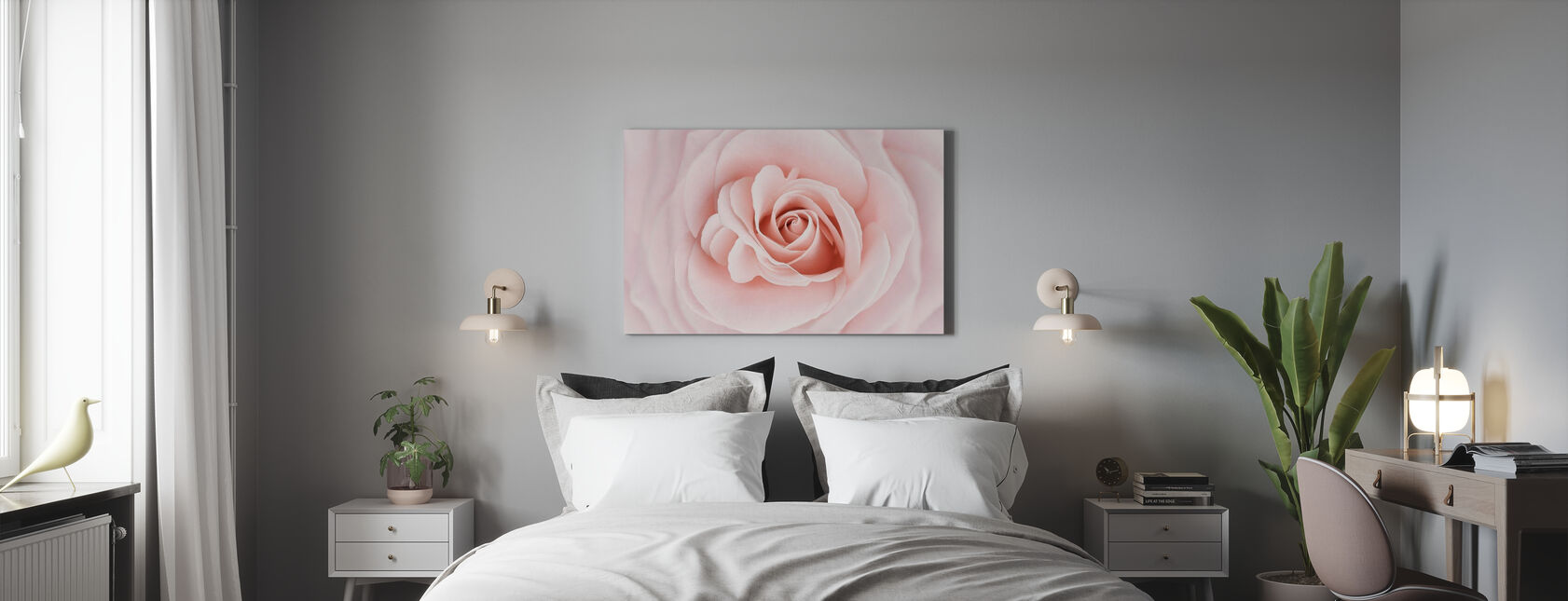 Soft Rose in Peach Pink Shades - Canvas print - Bedroom