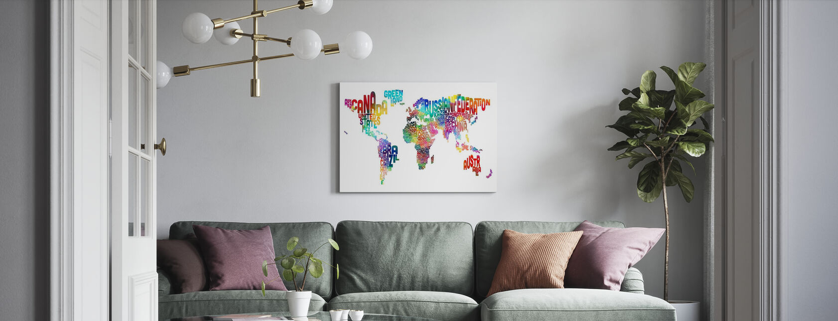 Typographic Text World Map 2 - Canvas print - Living Room