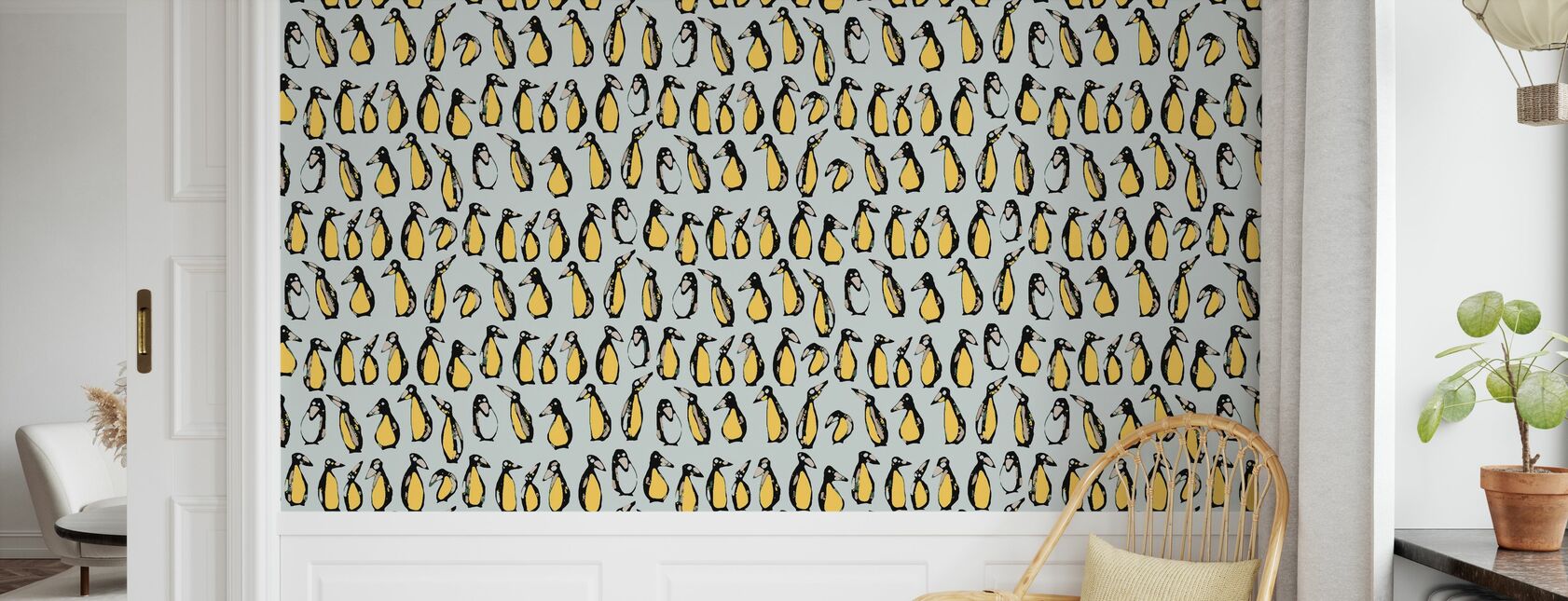 Pinguïn 50's - Behang - Kinderkamer