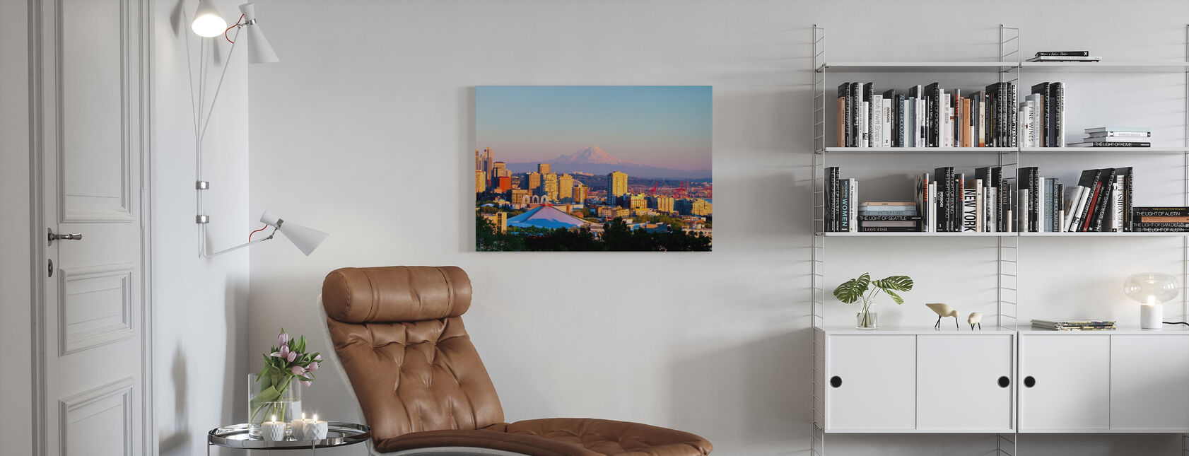 Seattle and Mount Rainier - Canvas print - Living Room