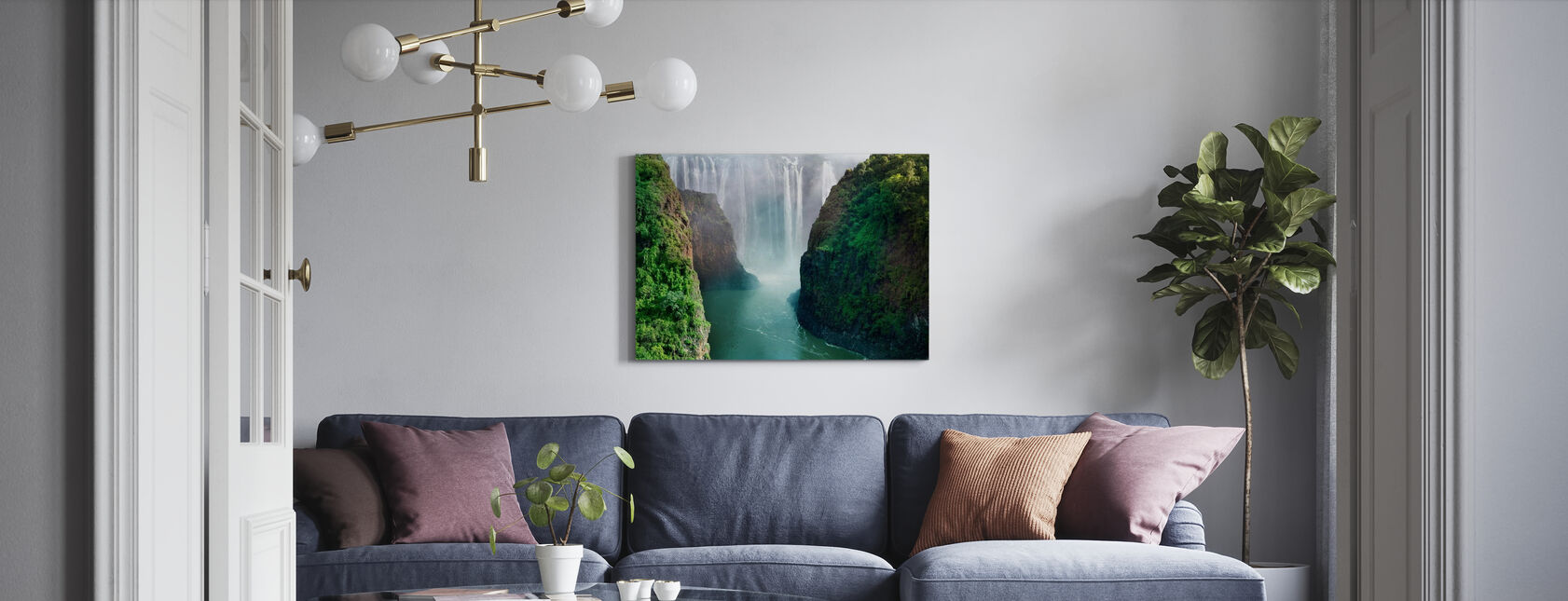 Verdant Victoria Falls - Canvas print - Woonkamer