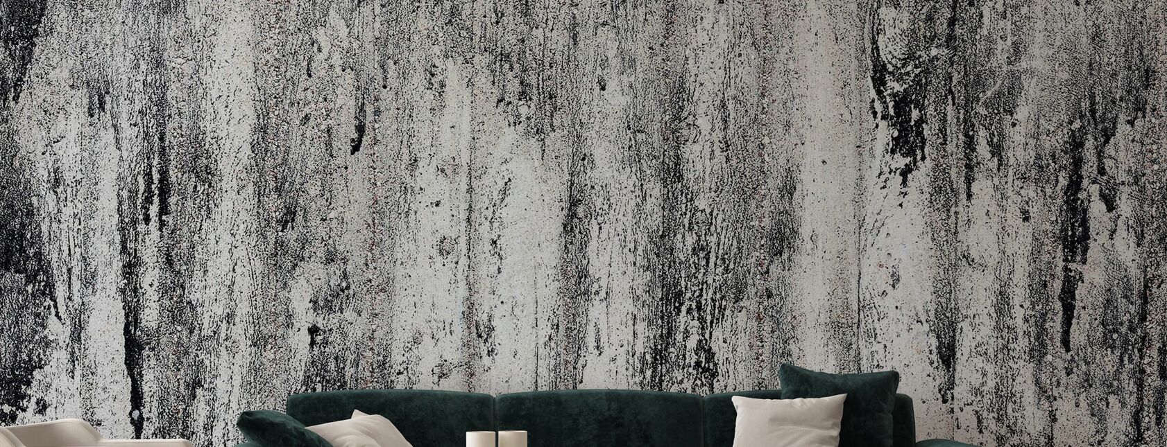 Black Cement Wall - Wallpaper - Living Room