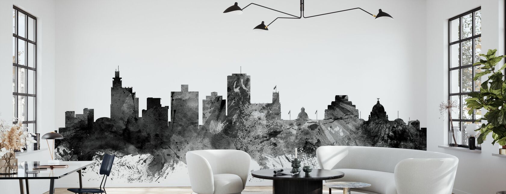 Jackson Mississippi Skyline Black - Wallpaper - Living Room