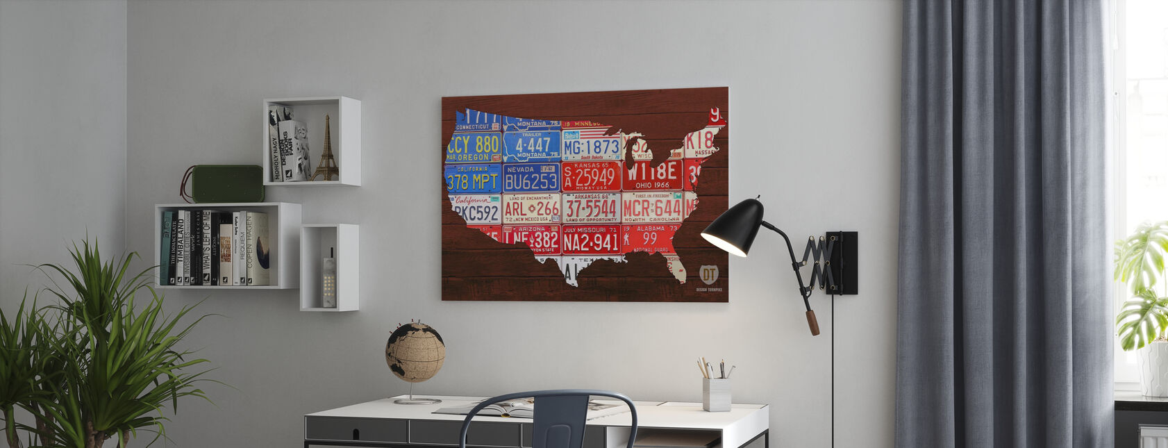 USA Flag Kaart - Canvas print - Kantoor