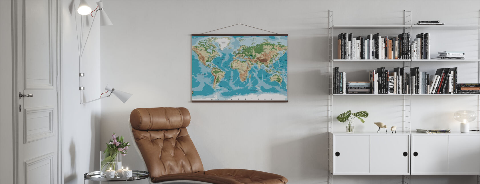 World Map with Elevation Tints - Poster - Living Room