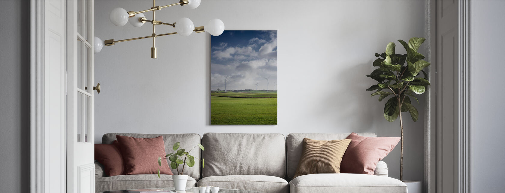Windmolen in de groene velden van Skåne, Zweden - Canvas print - Woonkamer