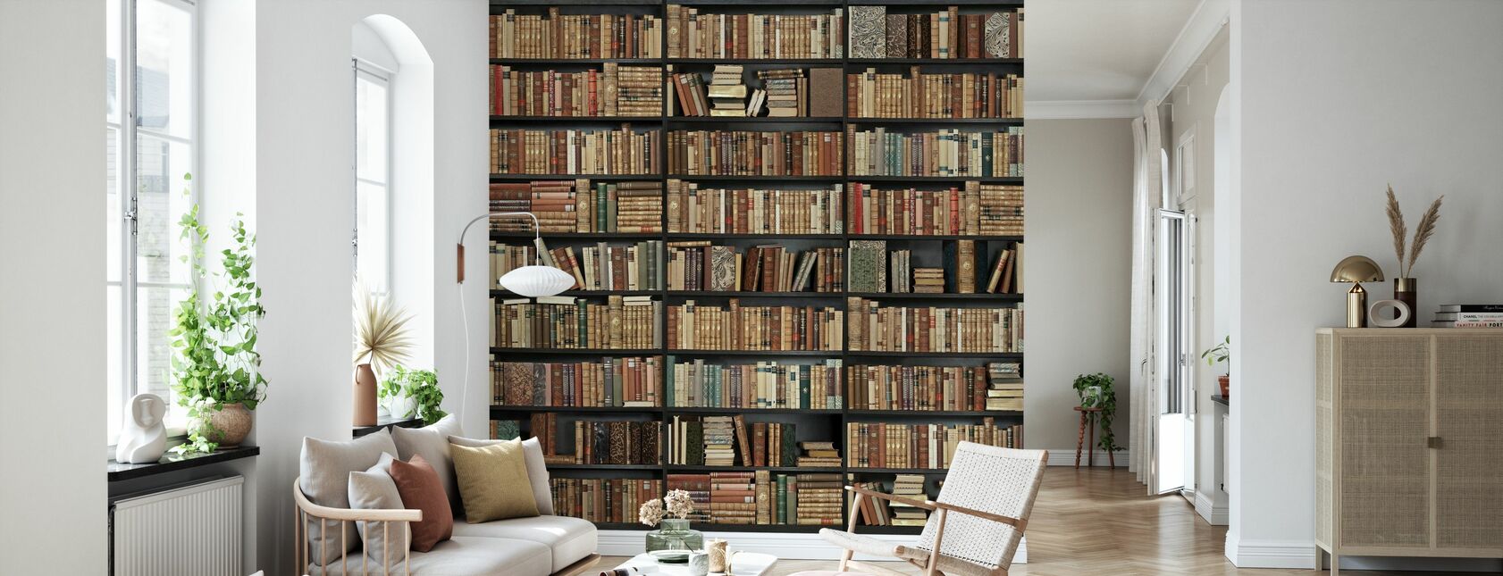 Bookshelf - Black - Brown - Wallpaper - Living Room