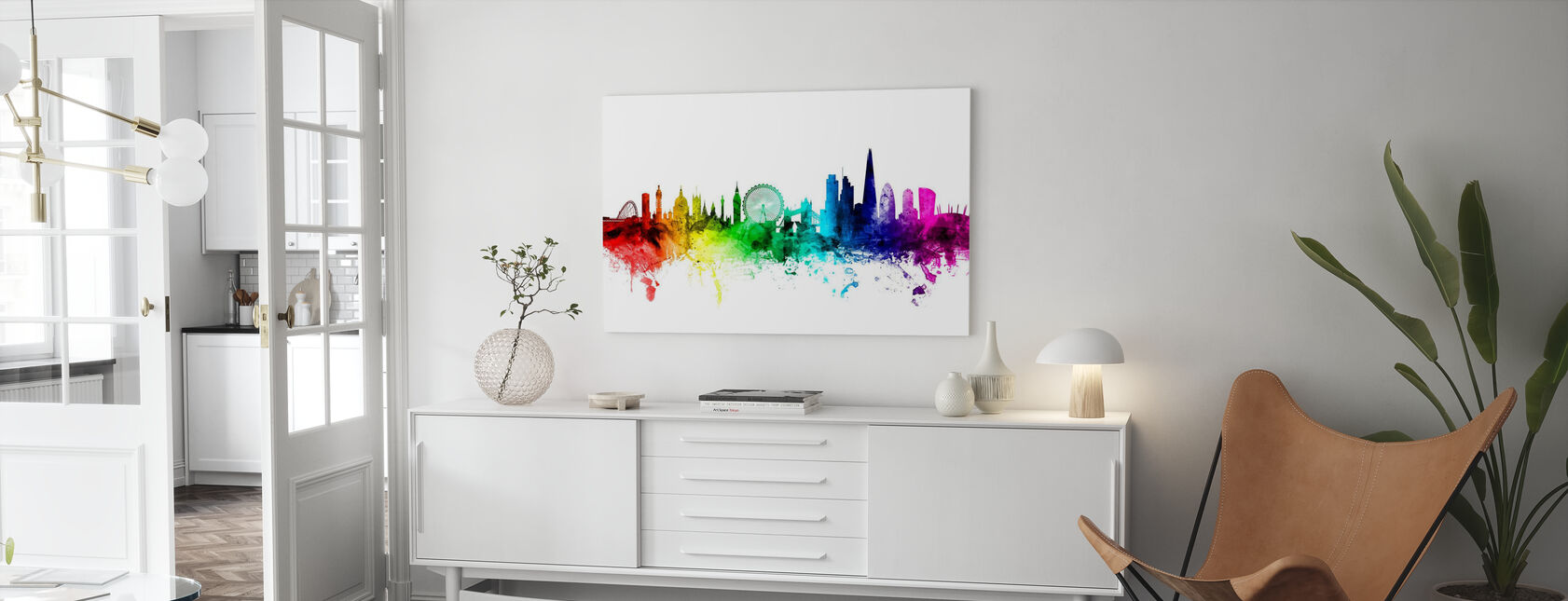 London Skyline Rainbow - Canvas print - Woonkamer