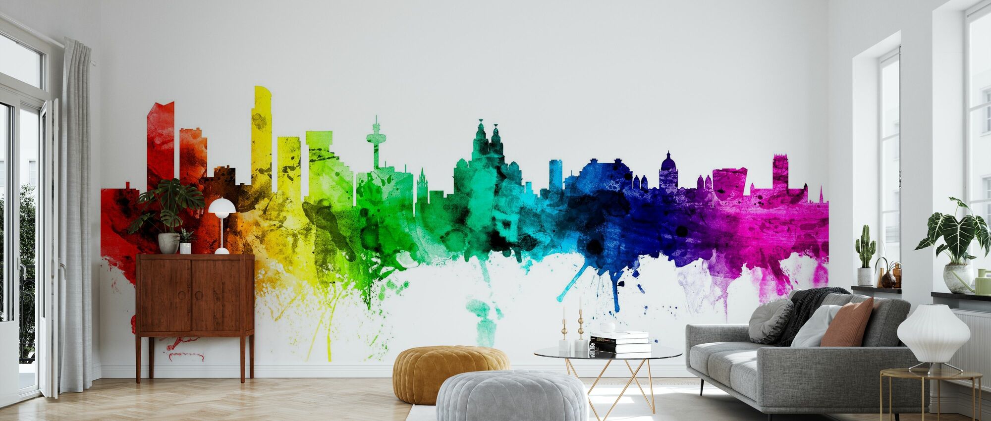 Liverpool Skyline Rainbow – beautiful wall mural – Photowall