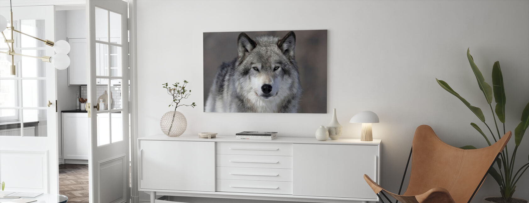 Portret Van Een Wolf - Canvas print - Woonkamer