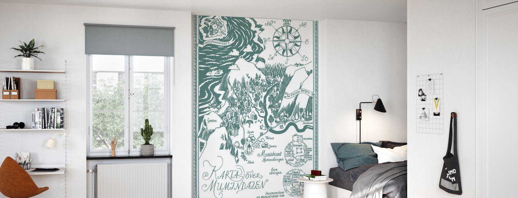 Moomin - Map over Moomin valley – Green - Wallpaper - Kids Room
