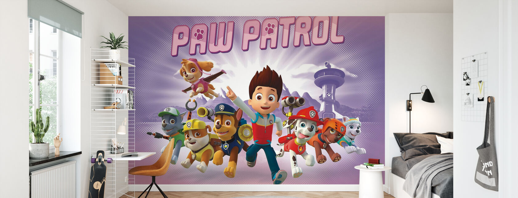 PAW Patrol - Paw Patrol ist auf einer Rolle - Lila - Tapete - Kinderzimmer