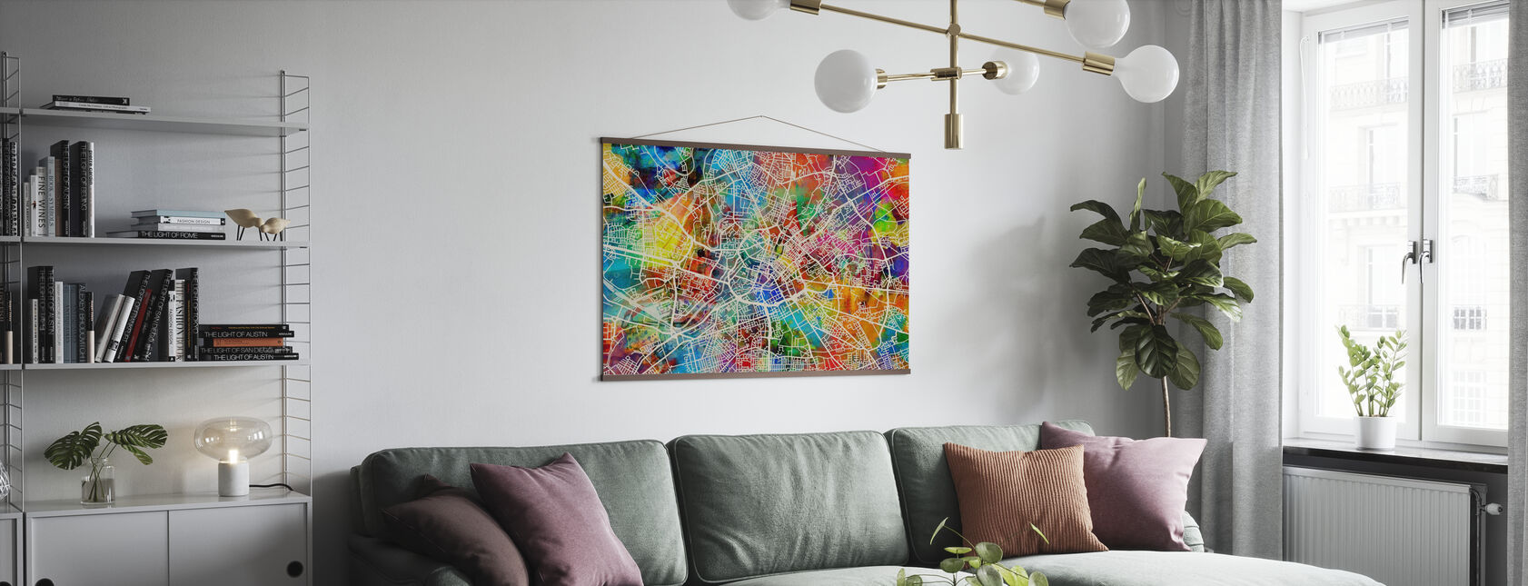Manchester Street Map Multicolour - Poster - Living Room