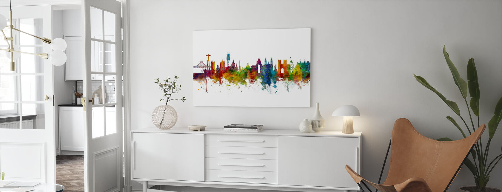 Lisbon Skyline - Canvas print - Living Room