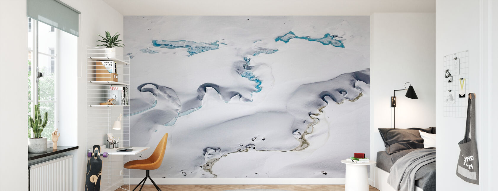 Glacier Gorner avec canaux d'eau de fonte - Papier peint - Chambre des enfants